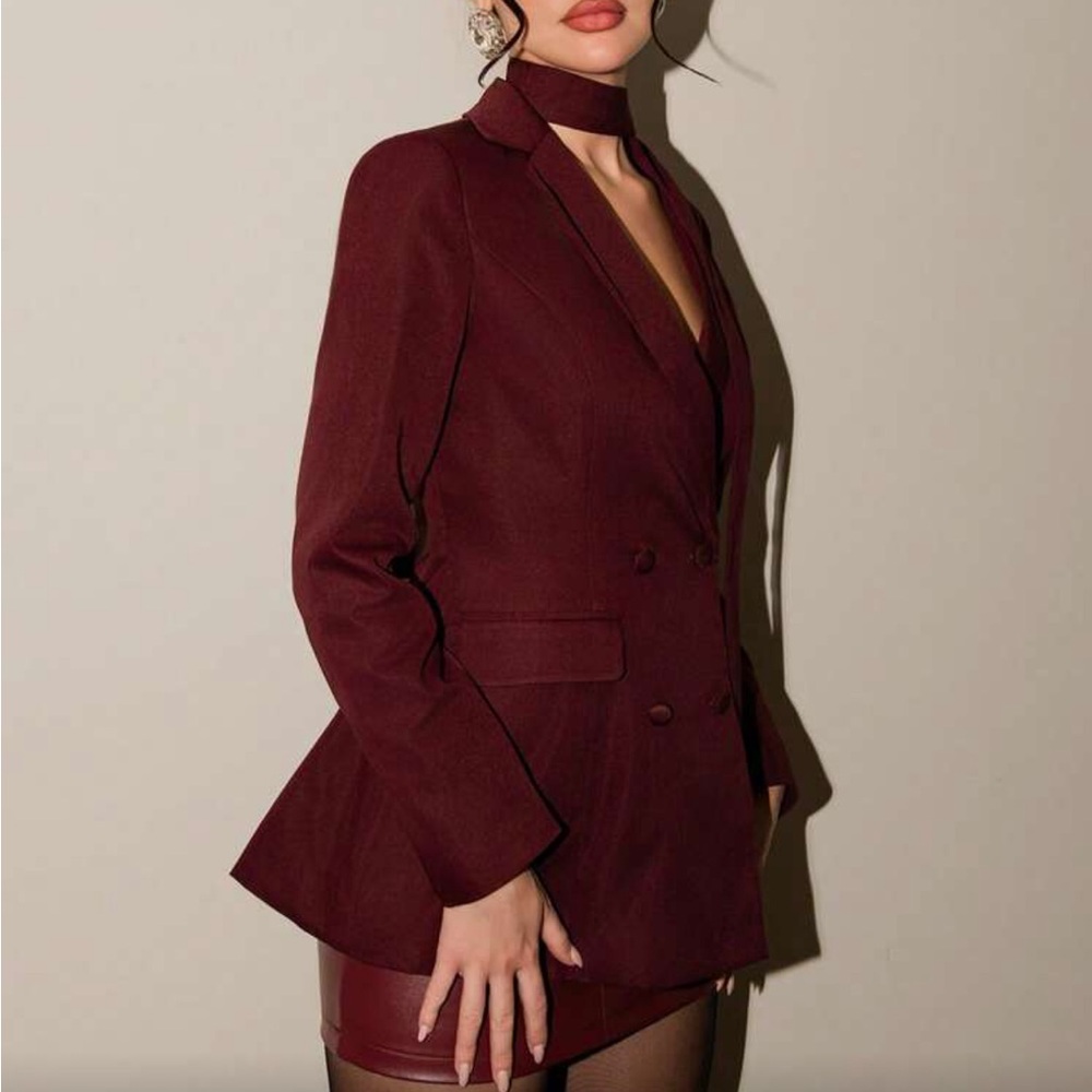 Missguided Wine Double-Breasted Blazer Dress - Picture 6 of 6